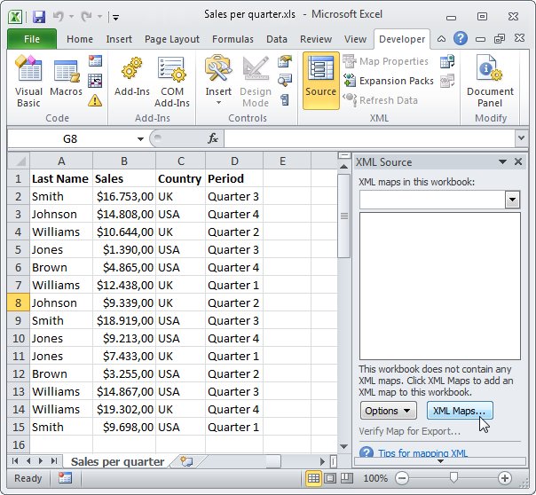 Excel to XML, tutorial